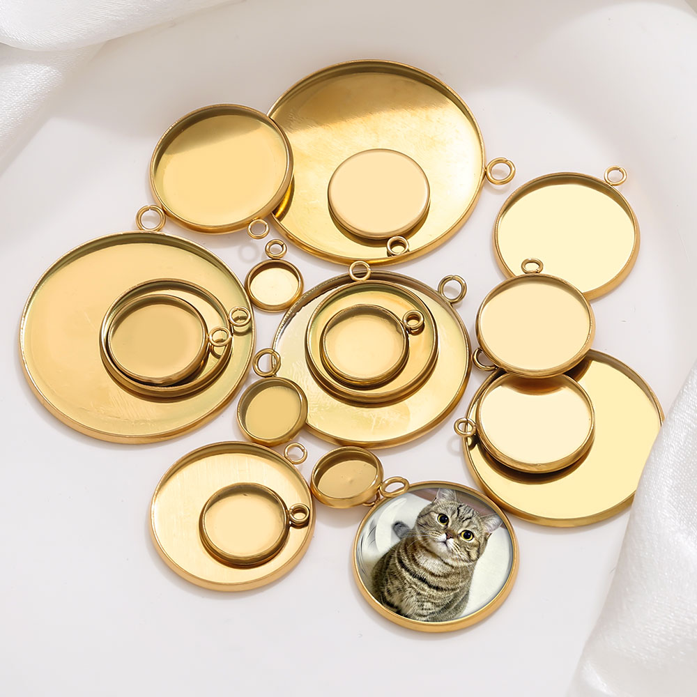 Jewelry Making Tray - 10 Stück goldener Edelstahl mit runder