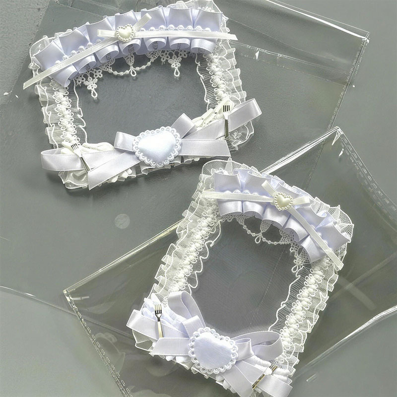 Pendant Blank Bezel - Spitzen-Schleifen-Fotokartenhalter mit Herz-Satinband, Fotorahmen, Ita-Taschenanhänger, handgemachter