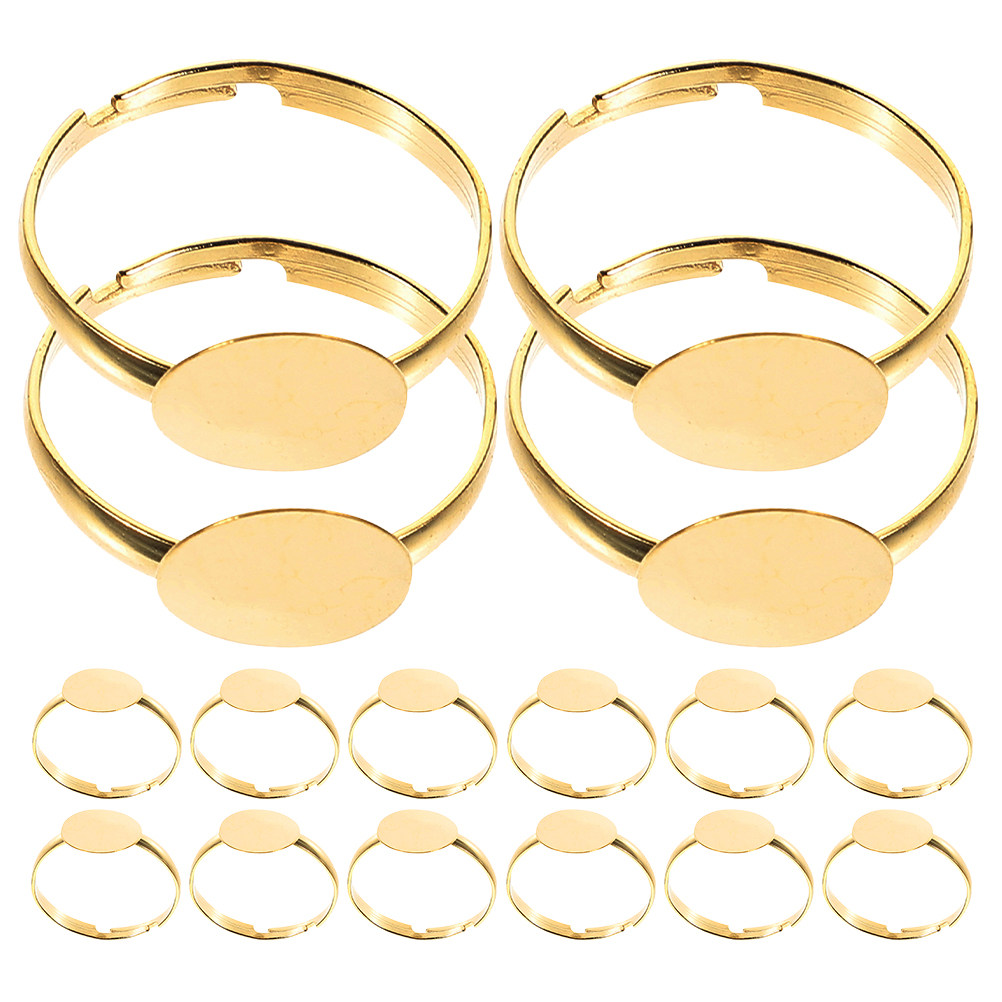 Ring Blank Adjustable - 50 Stück Leere Ringfassungen, Flache Runde