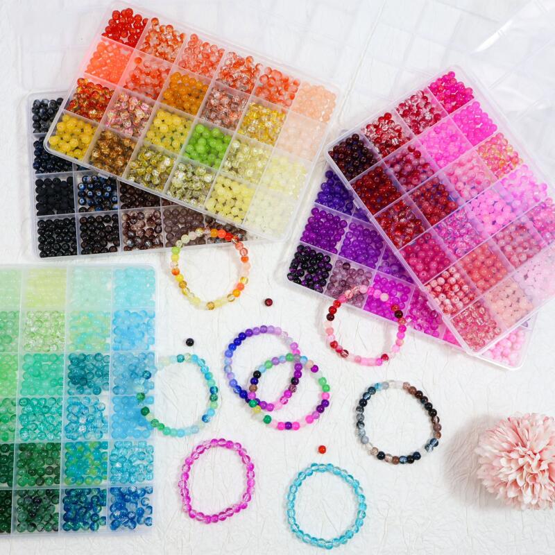 Jewelry Making Tool Kit - Glasperlen 24 Farben 6mm Armband-Bastelset Schmuckzubehör