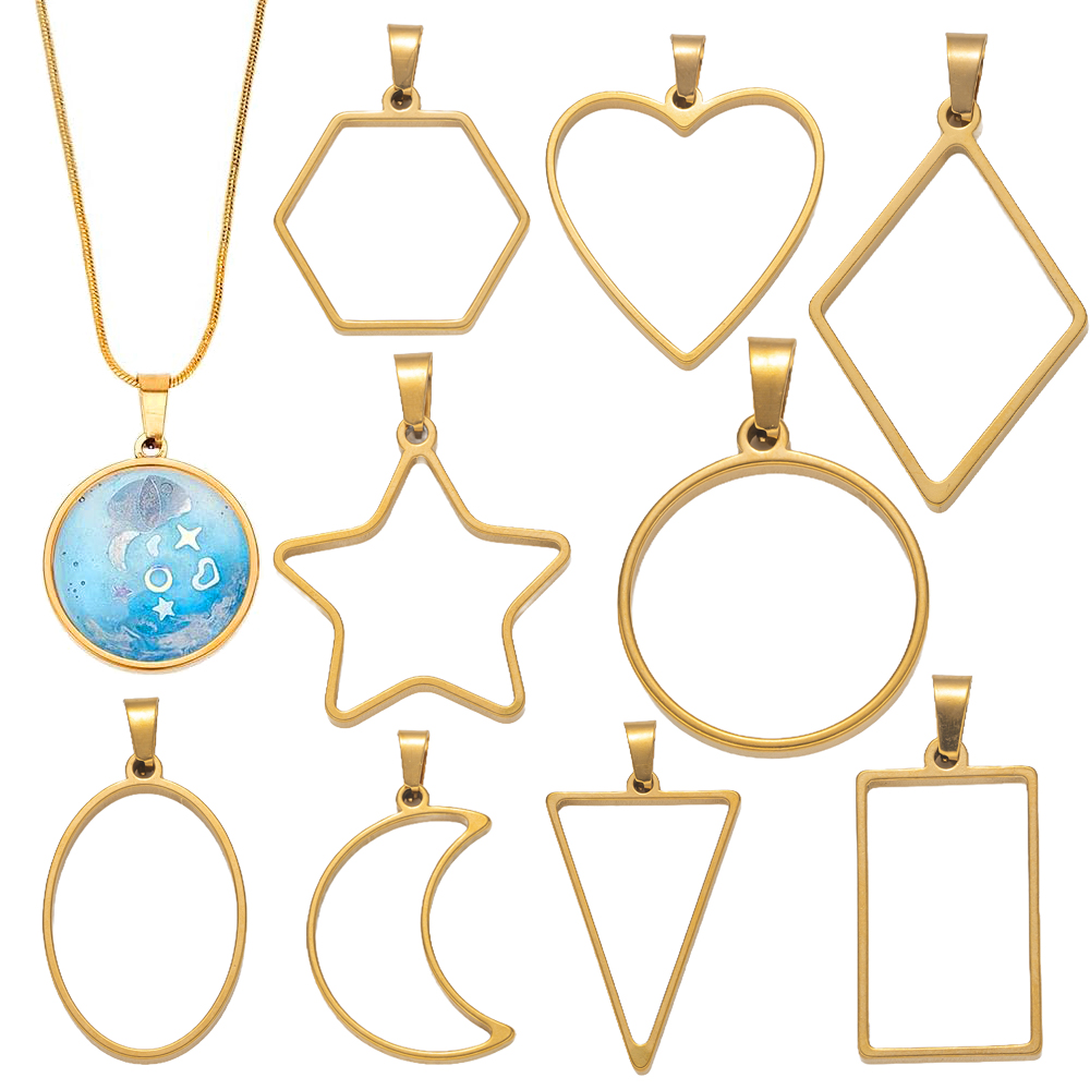 Pendant Blank Bezel - 5 Stück Edelstahl-Harzformen mit offener Rückseite,