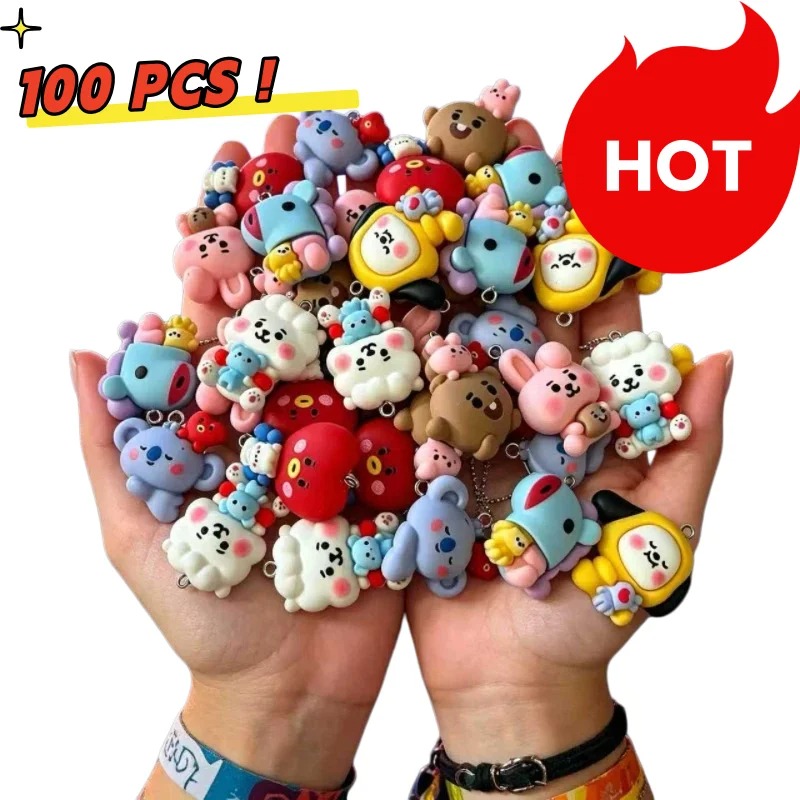 Jewelry Making Articles - 7 Stück BT21 Harz-Cartoon-Anhänger DIY-Zubehör Bastelbedarf