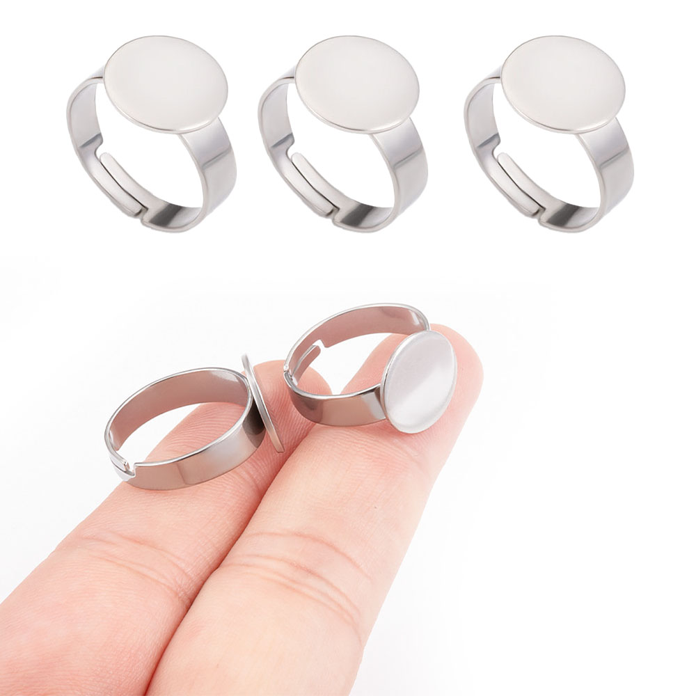 Ring Blank Adjustable - 10 Stück Edelstahlringe, verstellbarer Ring mit
