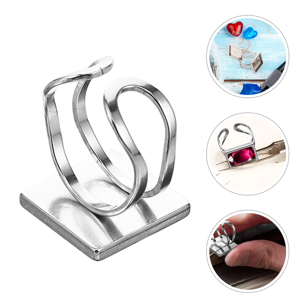 Ring Blank Adjustable - 4 Stücke Quadratische Ringrohlinge aus Edelstahl,