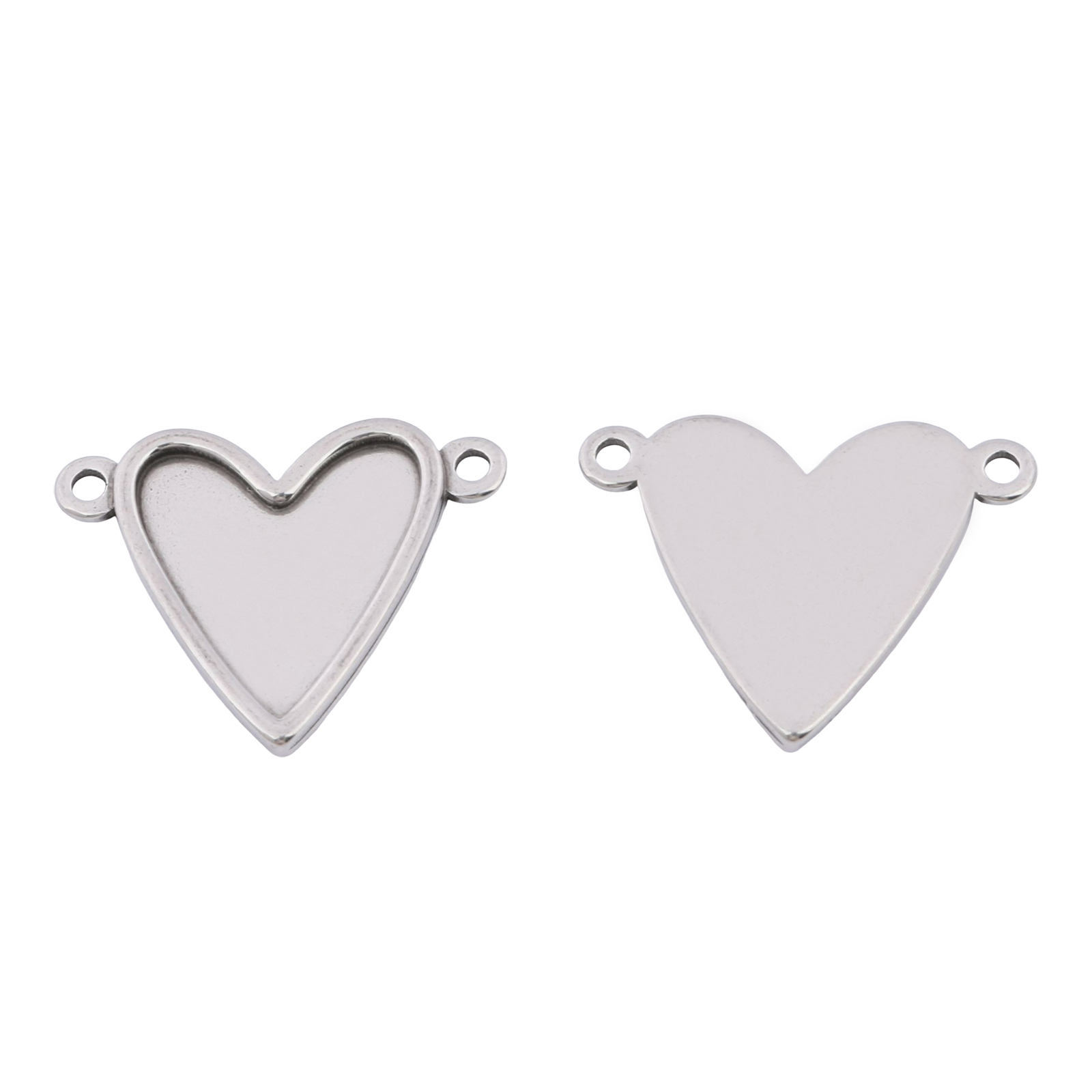 Pendant Blank Bezel - 10 Stück Edelstahl-Verbindungsstücke für 16x17mm Herz-Cabochons,