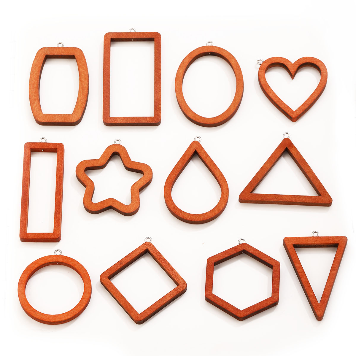 Pendant Blank Bezel - 10 Stück Dreieckige und Rechteckige Holz-Geometrie-Anhänger