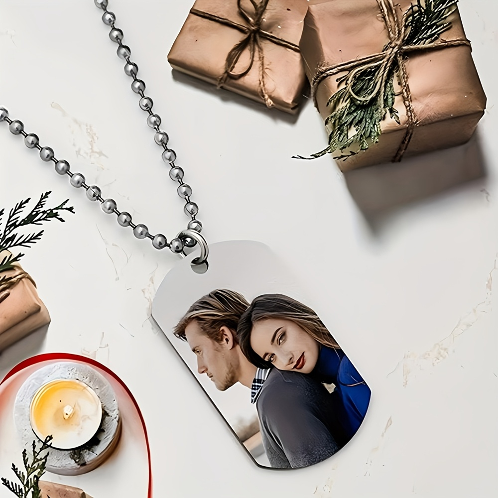 Making Custom Jewelry - Personalisierte Herren-Anhängerkette, Doppelseitige Individuelle Farbfoto-/Text-/Hundemarken-Halskette, Paar-Schlüsselanhänger-Kette