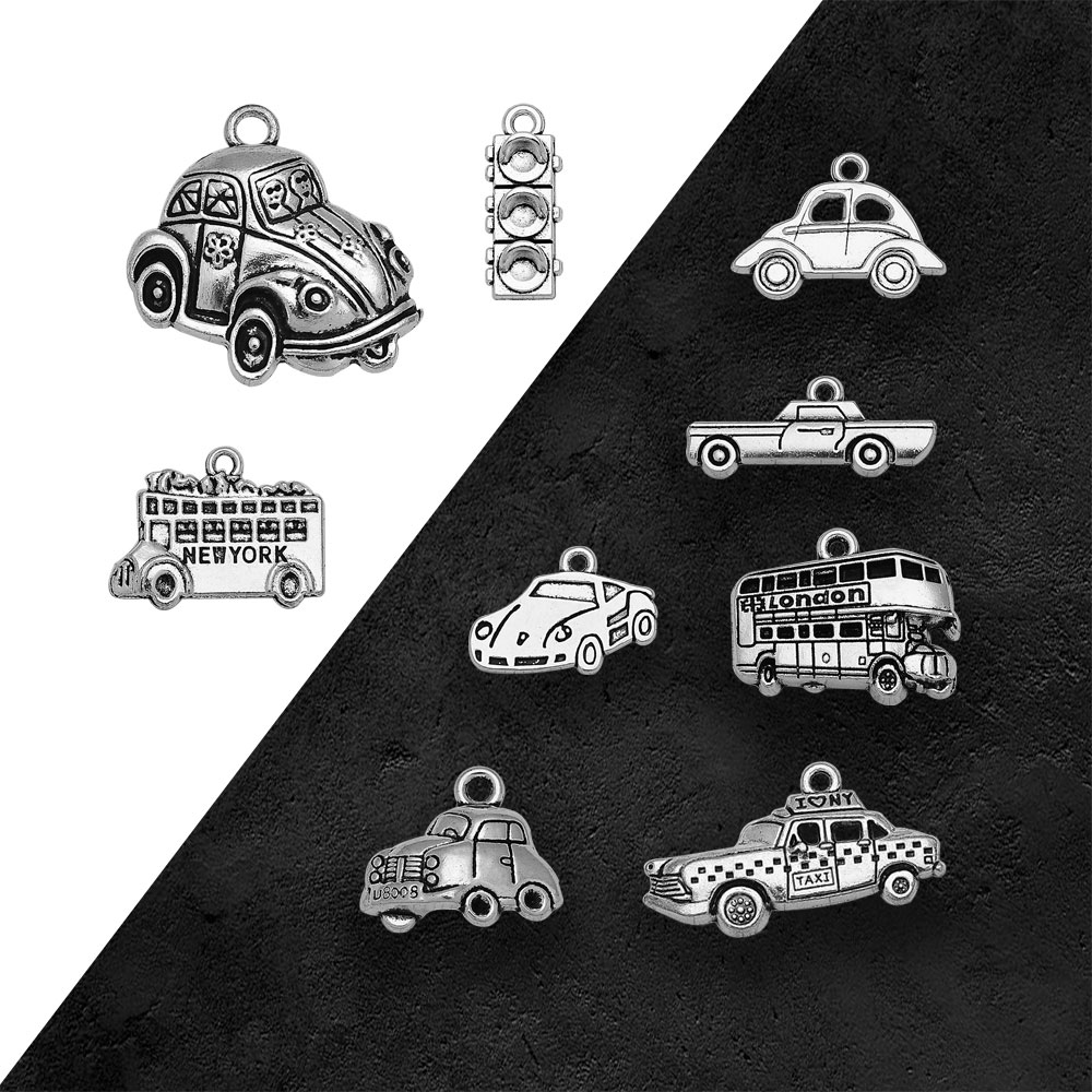 Versilbert Taxi Bus Auto Reise – Jewelry Making London Bewertung und Preis