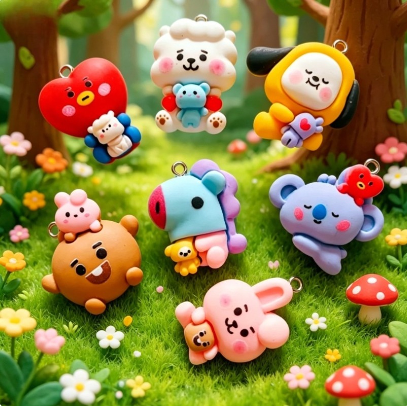 7 Stück BT21 Harz-Cartoon-Anhä – Jewelry Making Articles Bewertung und Preis