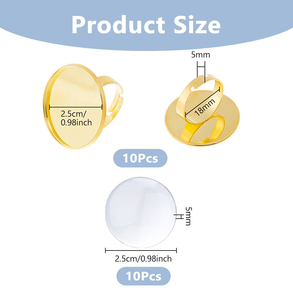 10 Stück Runde Cabochon-Ringro – Ring Blank Adjustable Bewertung und Preis